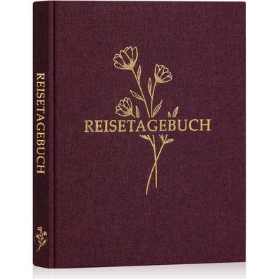 Lanpn Reisetagebuch Notizbuch aus Leinen für Frauen und Männer, Burgunderrot