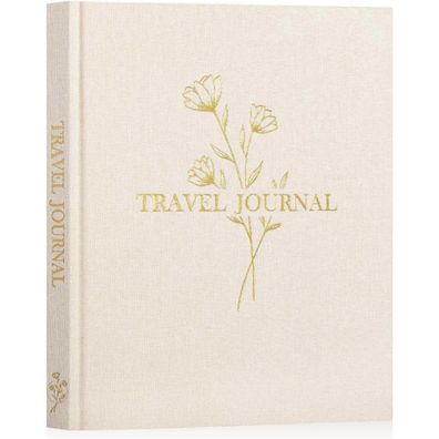 Lanpn Reisetagebuch Notizbuch aus Leinen, 110 Seiten, zum Ausfüllen, Fotobuch