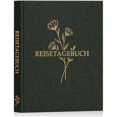 Lanpn Reisetagebuch Notizbuch aus Leinen für Frauen und Männer, 110 Seiten, Grün