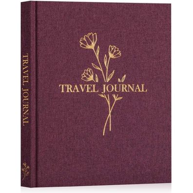 Lanpn Reisetagebuch Notizbuch aus Leinen, 110 Seiten, zum Ausfüllen, Fotobuch