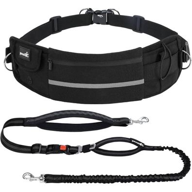 Pecute Joggingleine mit Bauchgurt für Hunde, elastische Laufleine mit