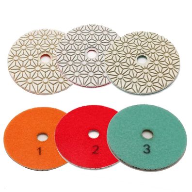 Brschnitt 3-Stufen Diamant Polierpad-Set 100mm Nass/Trocken für Granit, Marmor