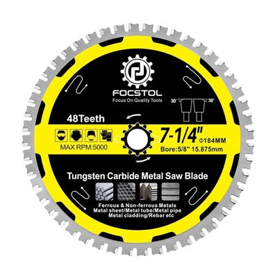 Focstol Kreissägeblatt für Metall 184mm x 15,875mm, 48 Zähne für Stahl