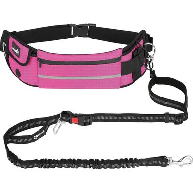Pecute Joggingleine mit Bauchgurt und Gürteltasche - Elastische Laufleine für