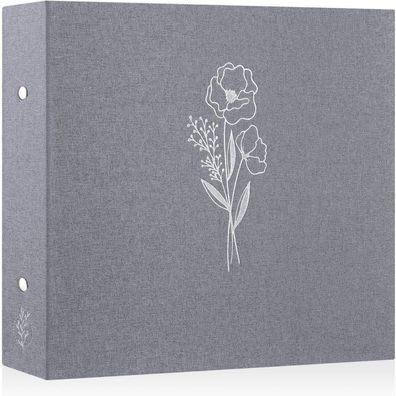 Lanpn Fotoalbum 30x30 cm, Leinen Fotobuch mit 3 Ringbuch und 30 Plastikhüllen