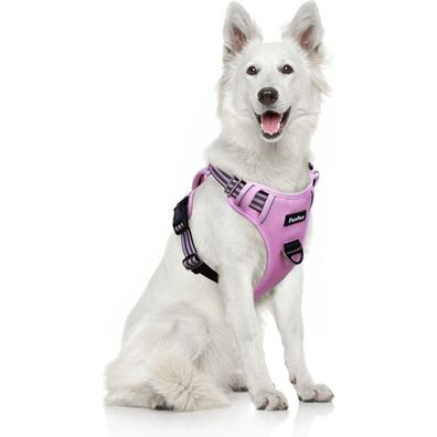 Funfox Hundegeschirr XL Rosa - Verstellbares Anti-Zug Brustgeschirr mit Griff