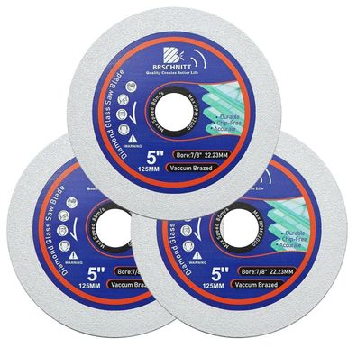 Brschnitt Diamanttrennscheibe 125mm, 3 Stück für Glas, Porzellan, Jade