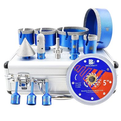 Brschnitt Diamant Fliesenbohrer Set 6-125mm & Fingerbohrer für harte Fliesen