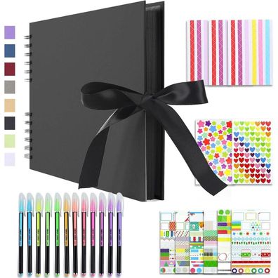 Vienrose DIY Fotoalbum zum Selbstgestalten, 28,5 x 21 cm, 80 Seiten, Schwarz