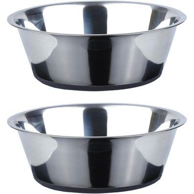 PEGGY11 Hundenapf Edelstahl mit Silikonboden, 2er Set, 720 ml - Futter