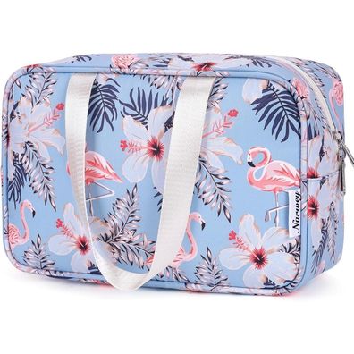 Narwey Aqua Flamingo Kulturbeutel - Große Kosmetiktasche für Damen, Reise