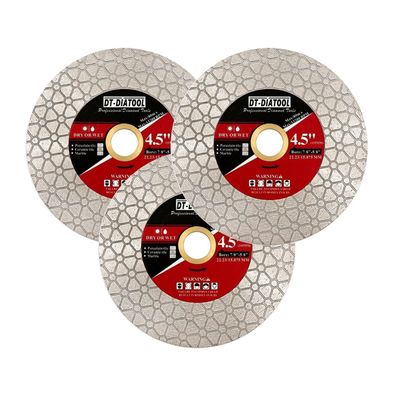DT-DIATOOL Diamant-Trennscheibe 115mm 3er-Pack für Porzellan, Fliesen, Keramik