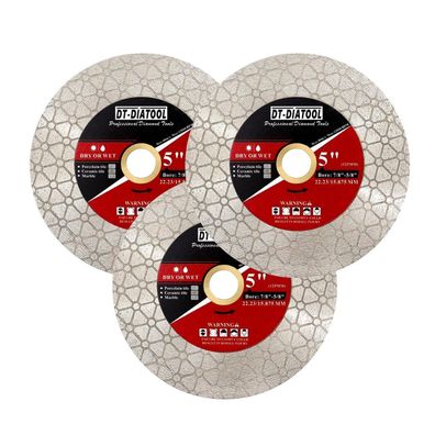 DT-DIATOOL Diamant-Trennscheibe 125mm, 3er-Pack für Fliesen, Keramik, Marmor