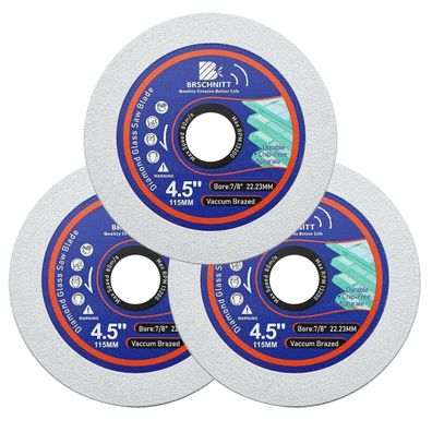 Brschnitt Diamanttrennscheibe 115mm für Glas, Porzellan, Jade (3 Stück)