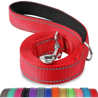 Joytale Hundeleine Rot, 1,8m x 2cm, Doppelseitig Reflektierend, Gepolsterter