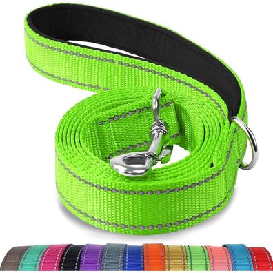 Joytale Hundeleine Grün, 1,5m x 2,5cm, doppelseitig reflektierend, gepolsterter