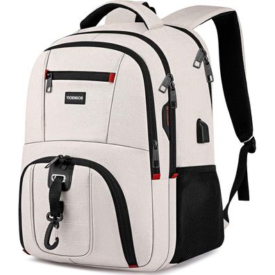 Yiormior Schulrucksack für Damen und Herren, wasserdicht, mit USB-Anschluss