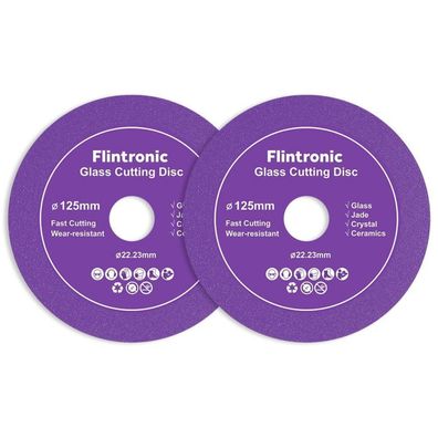 Flintronic Diamanttrennscheibe Ø125mm, 2 Stück, für Glas, Keramik, Fliesen