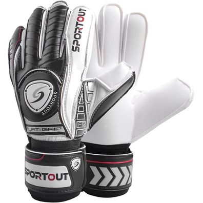 Sportout Torwarthandschuhe mit Fingersave, 4mm Latex, Schwarz, Größe 5