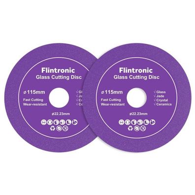 Flintronic Diamanttrennscheibe Ø115mm, 2 Stück, für Glas & Keramik