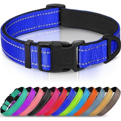 Joytale Gepolstertes Neopren Nylon Hundehalsband, Verstellbar, Reflektierend
