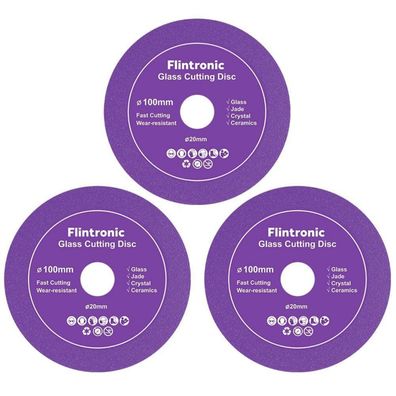 Flintronic Diamanttrennscheibe 100mm (3 Stück) für Glas, Keramik & Fliesen