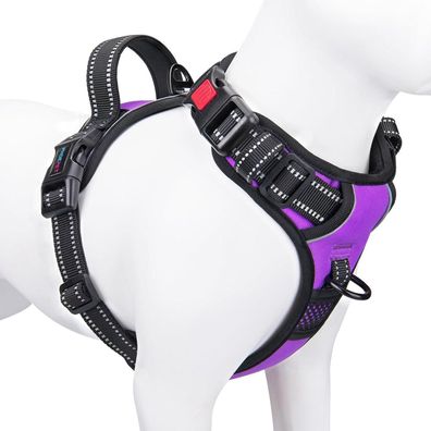 Phoepet Hundegeschirr ohne Ziehen für kleine Hunde, reflektierend, mit Griff, 3