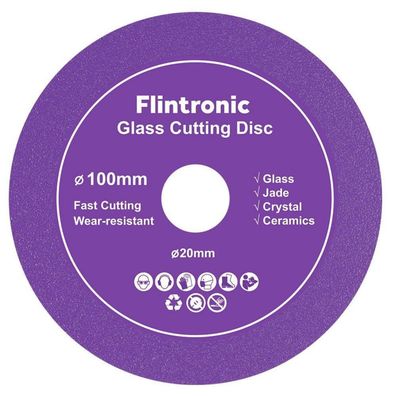 Flintronic Diamanttrennscheibe 100mm für Glas & Keramik, 15mm Höhe, 20mm Bohrung