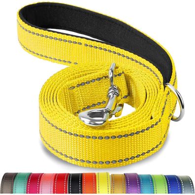 Joytale Hundeleine Gelb, 1,5m x 2cm, Doppelseitig Reflektierend, Gepolsterter