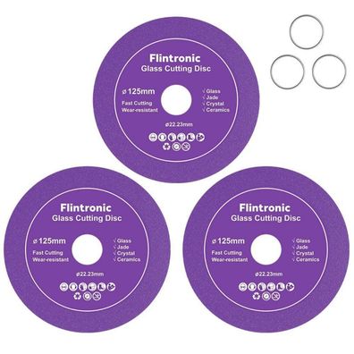 Flintronic Diamanttrennscheibe Ø125mm, 3 Stück, für Glas & Keramik