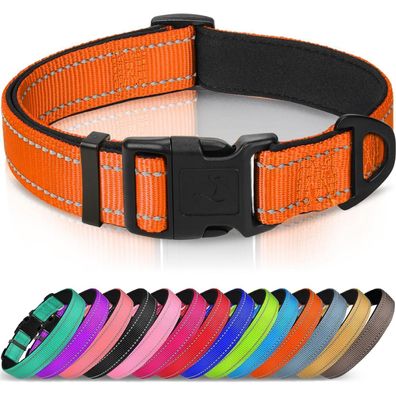 Joytale Gepolstertes Hundehalsband L Orange - Verstellbar, Weich, Reflektierend
