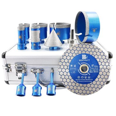 Brschnitt Diamant-Kernbohrer-Set mit 8 Bohrern (6-100mm), Finger Bit, Fase Bit