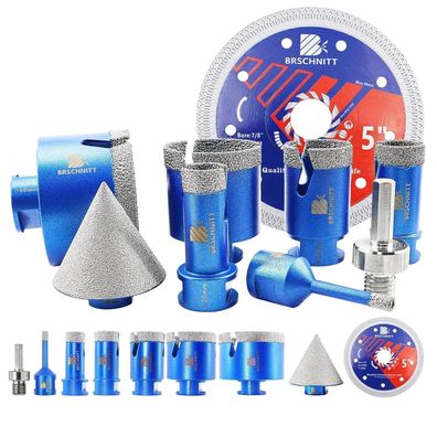 Brschnitt Diamant-Kernbohrer-Set M14, 6-68mm, für Fliesen, Keramik, Marmor