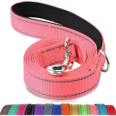 Joytale Hundeleine aus Nylon, 1,8m x 2cm, Rosa - Doppelseitig Reflektierend mit