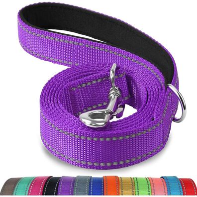 Joytale Hundeleine Lila, 1,8m x 2cm, doppelseitig reflektierend, gepolsterter