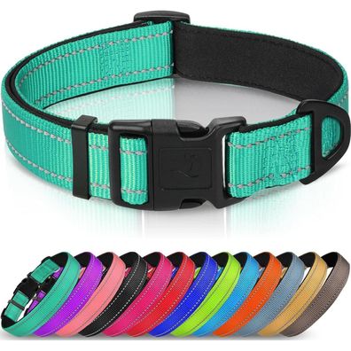 Joytale Gepolstertes Neopren Nylon Hundehalsband, Verstellbar, Reflektierend