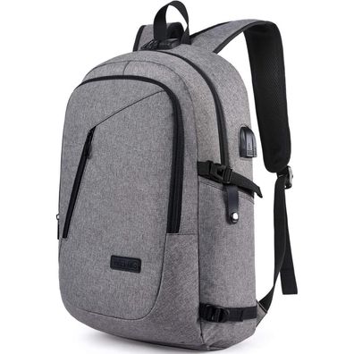WENIG Laptop Rucksack Herren, 17 Zoll, Anti-Diebstahl, Wasserdicht mit USB, Grau