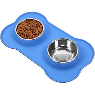 Vivaglory Splashfree Hundenapf Set mit Silikonmatte, Edelstahl, Rutschfest