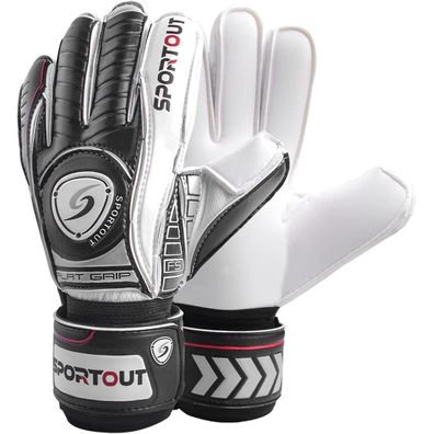 Sportout Torwarthandschuhe mit Fingersave, 4mm Latex, Schwarz Größe 8, für
