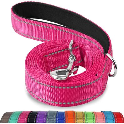 Joytale Hundeleine aus Nylon, 1,2m x 2cm, Hotpink, doppelseitig reflektierend