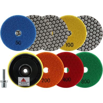 Focstol Diamant Polierscheiben Set (8 Stk, 100mm) für Steinbearbeitung