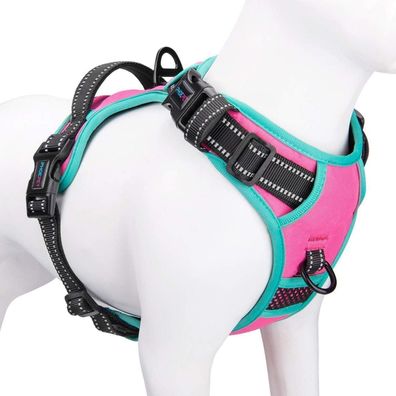 Phoepet 2019 Anti-Zieh-Hundegeschirr, Rosa, XS - Reflektierend, mit Griff