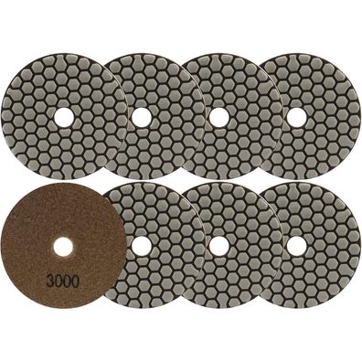 Focstol Diamant Polierscheiben 8tlg 100mm #3000 Trocken für Granit, Marmor