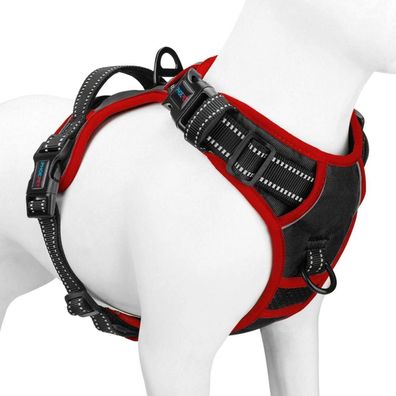 Phoepet 2019 Hundegeschirr XS Schwarz - Reflektierend, Verstellbar mit Griff