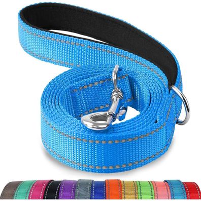Joytale Hundeleine 1,5m x 2,5cm Blau - Doppelseitig Reflektierend, Gepolsterter