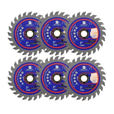 Brschnitt TCT Kreissägeblatt 75mm (3 Zoll) 24T für Holz & Kunststoff, 6er-Pack