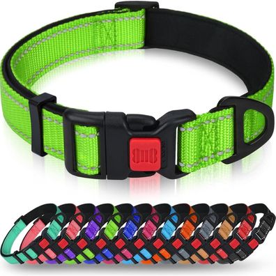 Taglory Hundehalsband Grün XS (20-30cm) - Weich Gepolstert, Verstellbar