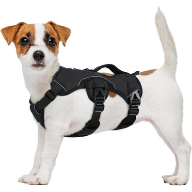 rabbitgoo Ausbruchsicheres Hundegeschirr S, Schwarz - Anti Zug Weste mit Griff