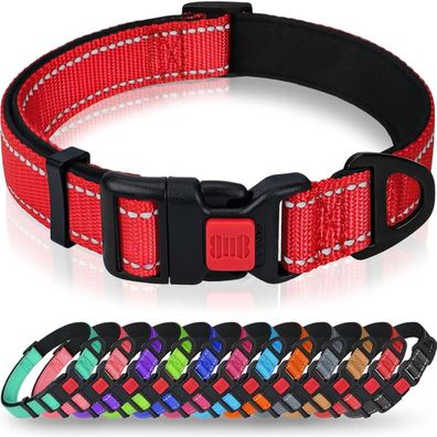 Taglory Hundehalsband XS (20-30cm) Rot - Weich Gepolstert, Verstellbar