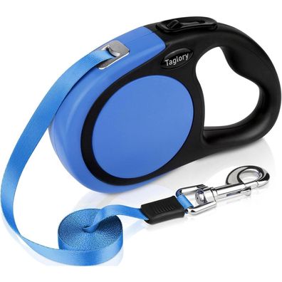 Taglory Ausziehbare Hundeleine L (bis 45kg), 5m, Blau - Anti-Rutsch Griff